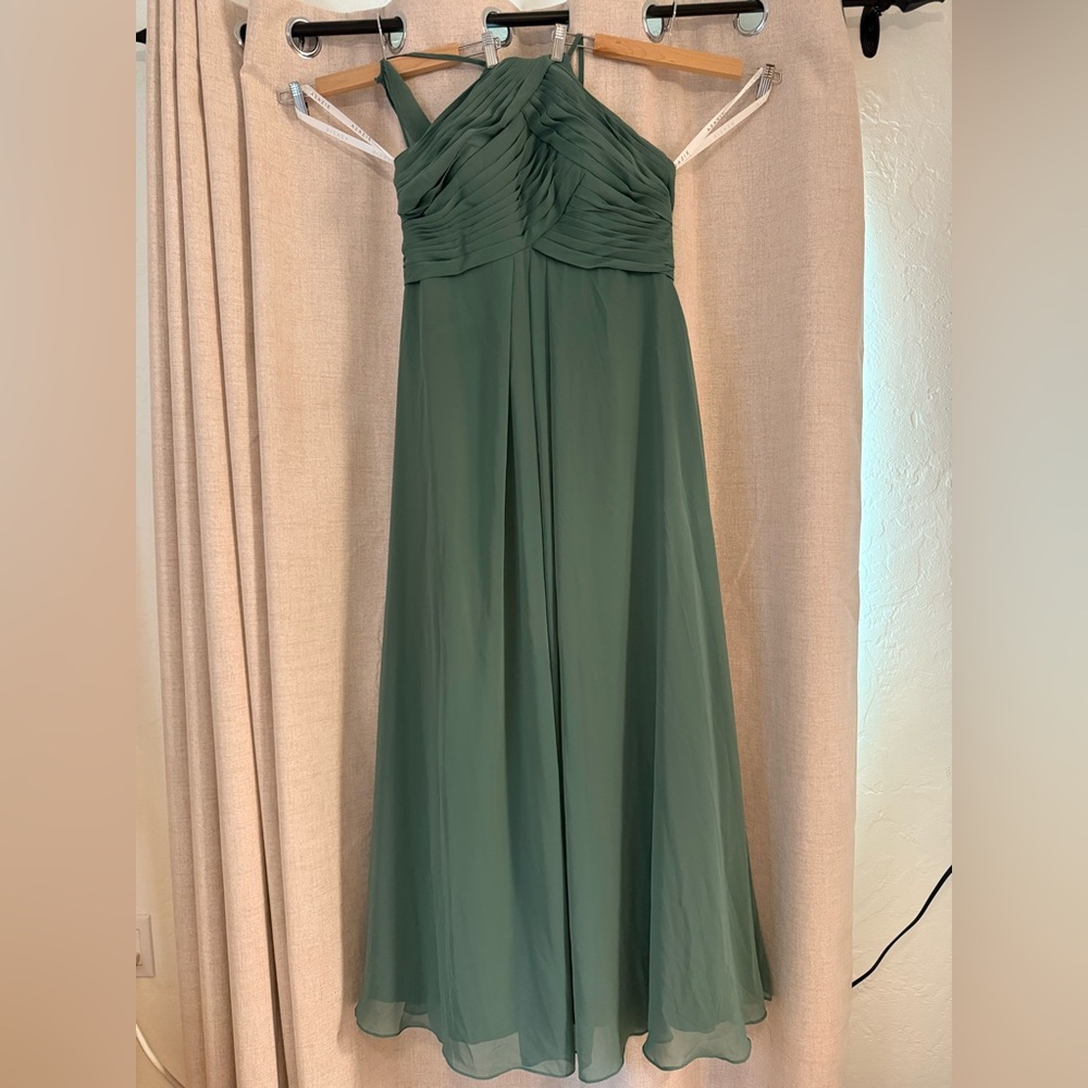 Azazie Chiffon Eucalyptus Green Dress
